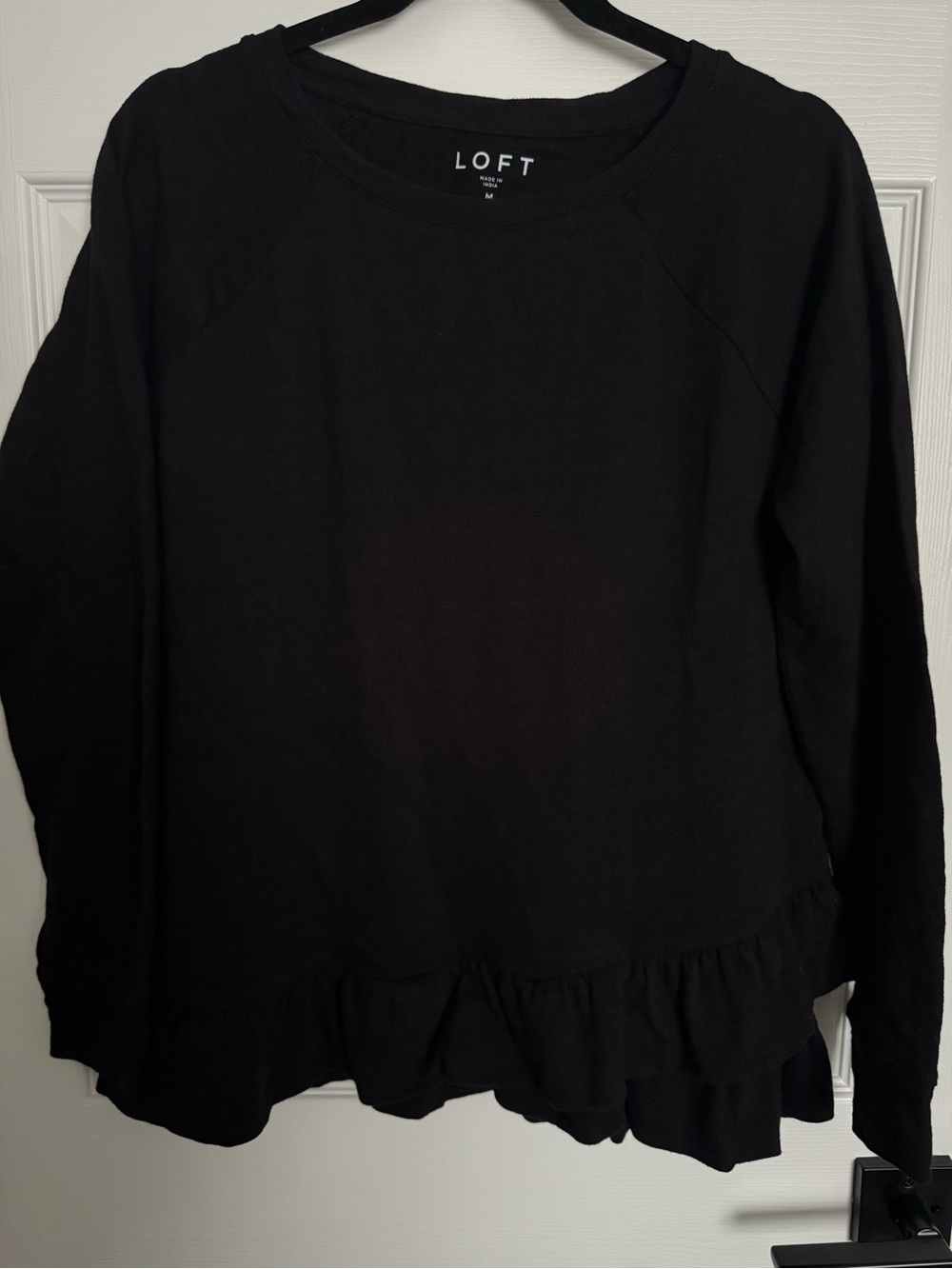 LOFT Black Ruffle-Hem Sweatshirt